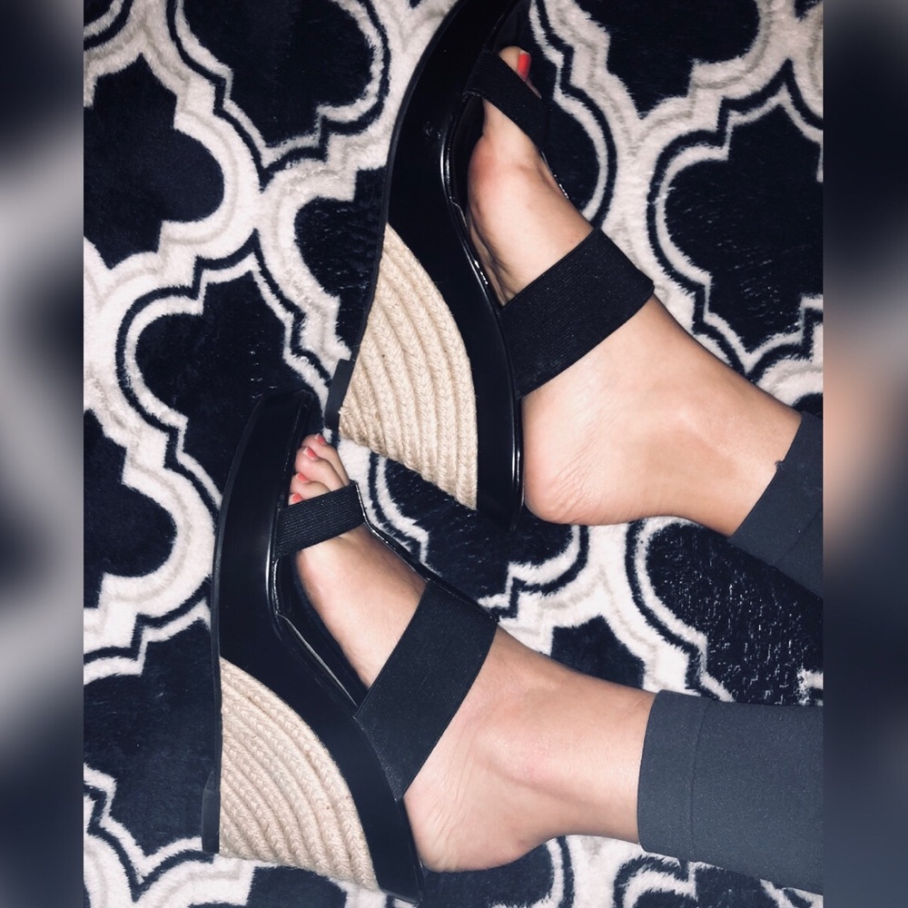 Charles by Charles David black wedge sandals.